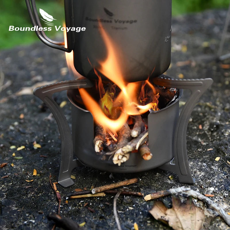 Boundless Voyage Ultralight Titanium Wood Burning Stove Camping Alcohol Stove Outdoor Multi-Fuels Mini Stove Small Stove