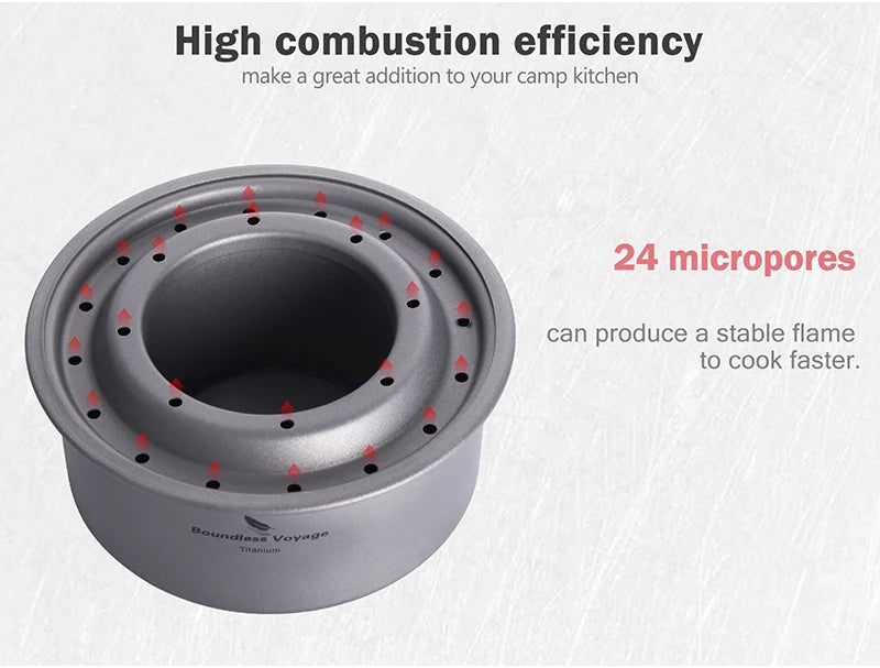 Boundless Voyage Ultralight Titanium Wood Burning Stove Camping Alcohol Stove Outdoor Multi-Fuels Mini Stove Small Stove