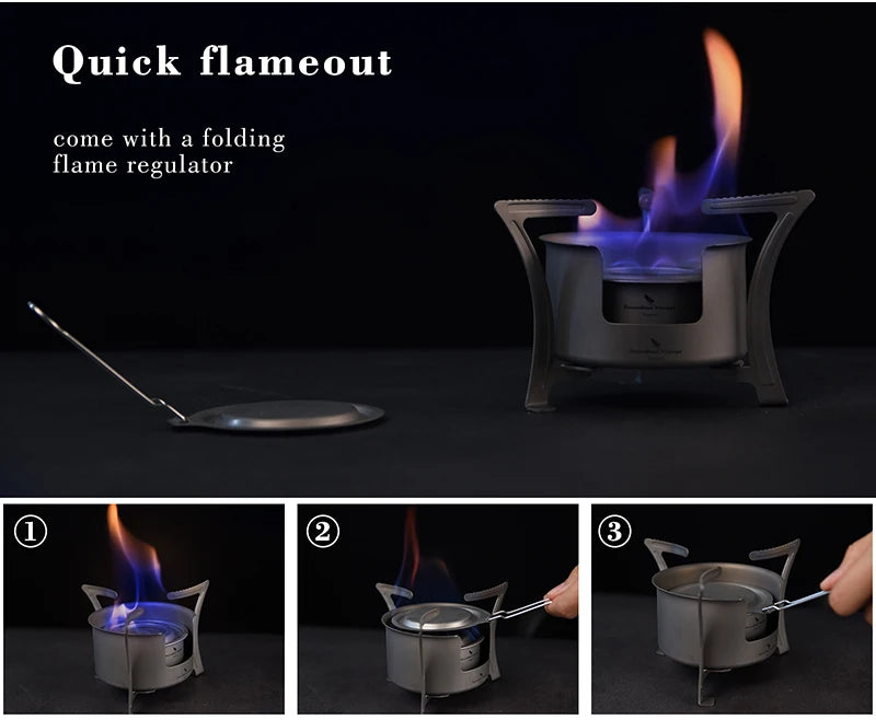 Boundless Voyage Ultralight Titanium Wood Burning Stove Camping Alcohol Stove Outdoor Multi-Fuels Mini Stove Small Stove