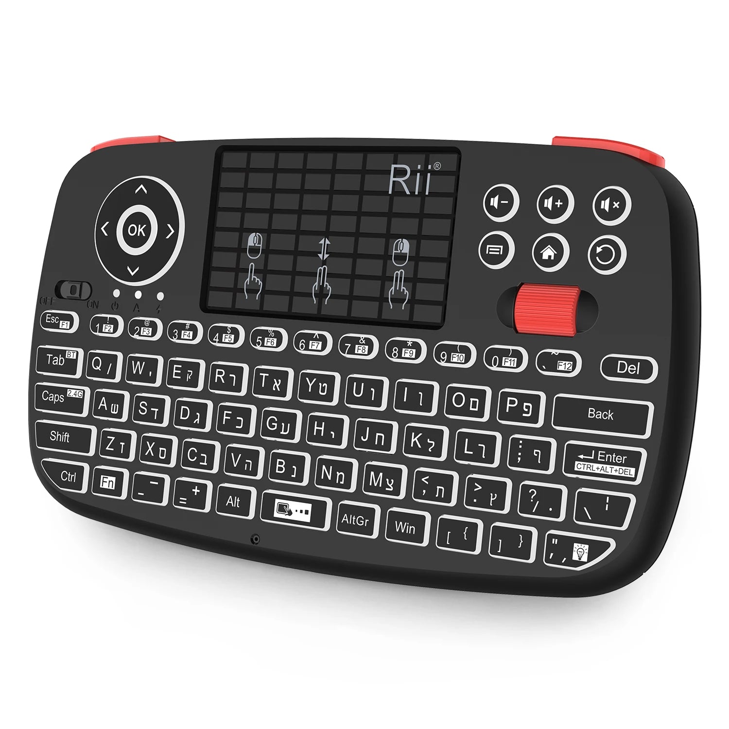 Original Rii i4 Bluetooth US/RU/HE/ES/FR Keyboard Portable Mini Wireless Keyboard With Backlit Keypad Touchpad Android/Window