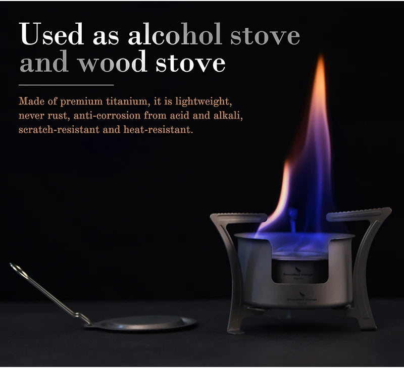 Boundless Voyage Ultralight Titanium Wood Burning Stove Camping Alcohol Stove Outdoor Multi-Fuels Mini Stove Small Stove