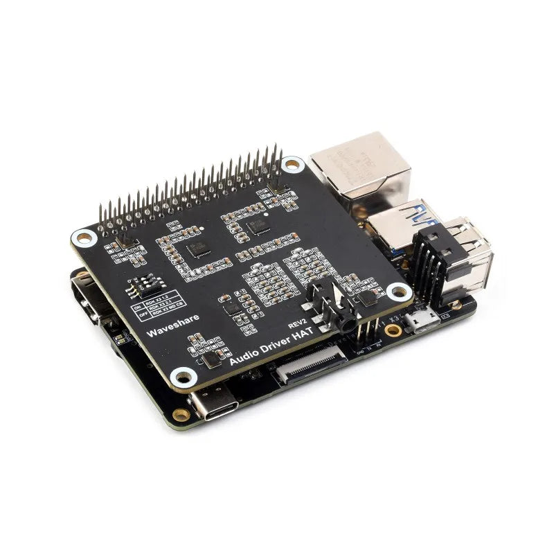 SKU-23898 Waveshare Audio Driver Board for RDK X3 Development Board, Supports Audio Playback And Recording, Stereo Encod