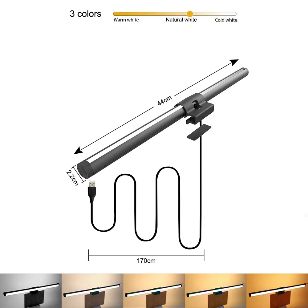 30CM RGB Screen Hanging Light Bar for Computer Laptop Gaming Work Stepless Dimming Eye Protection