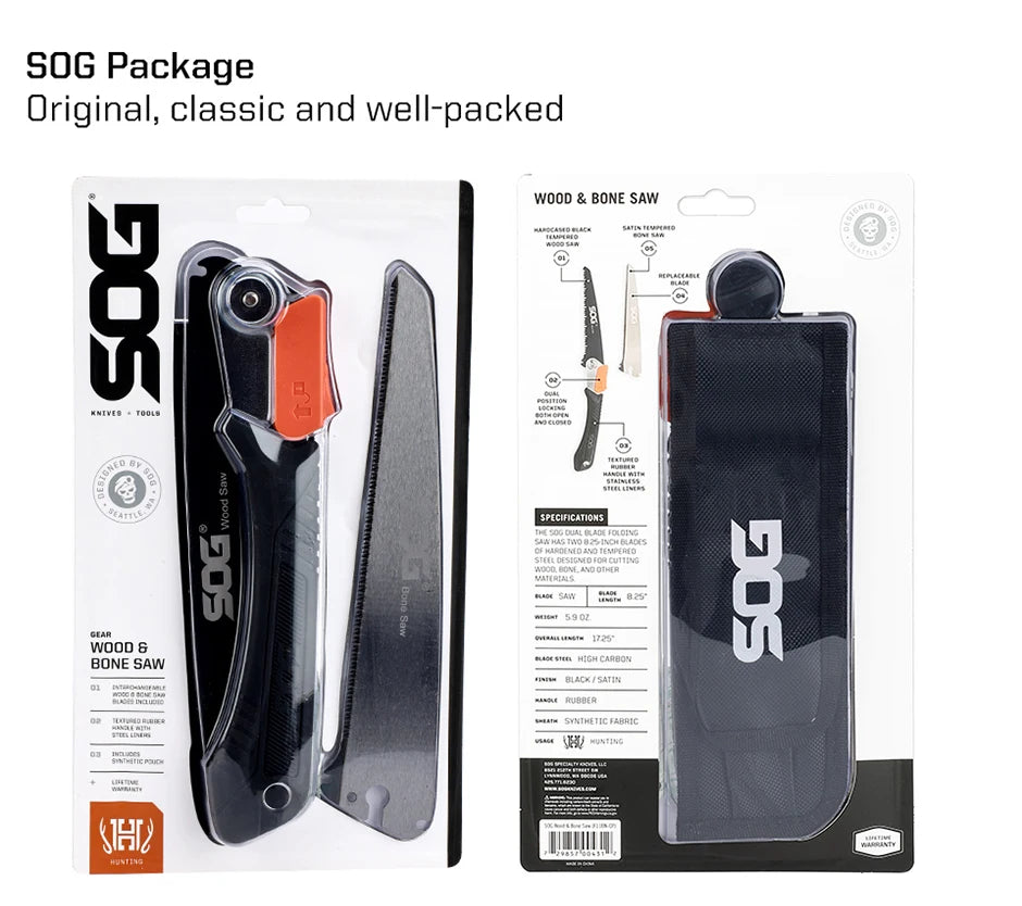 SOG Multifunctional Folding Saw – Portable EDC Tool for Household, Hunting, Outdoor Camping Equipment, Survival & Woodworking