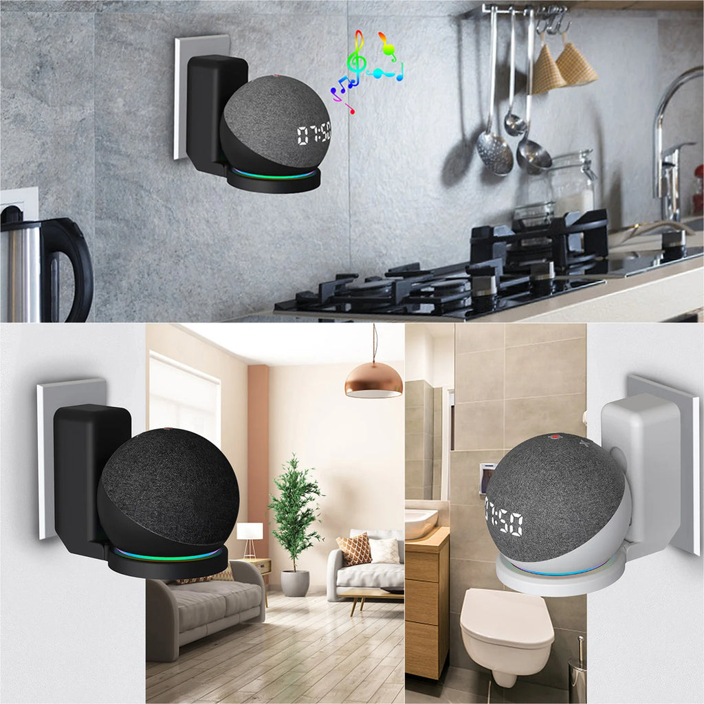 Wall Outlets Holder for Echo Dot 5th Gen / Echo Dot 4th Generation with Cable Storage, PC Hard Case Matte Alexa Speaker Bracket