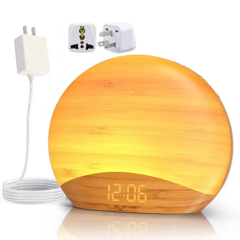 Awakening Wake Up Sunrise Alarm Clock Table Clock Dimmable with 3 Ring 8 Nightlight 26 Sound Sleep Timer Night Light