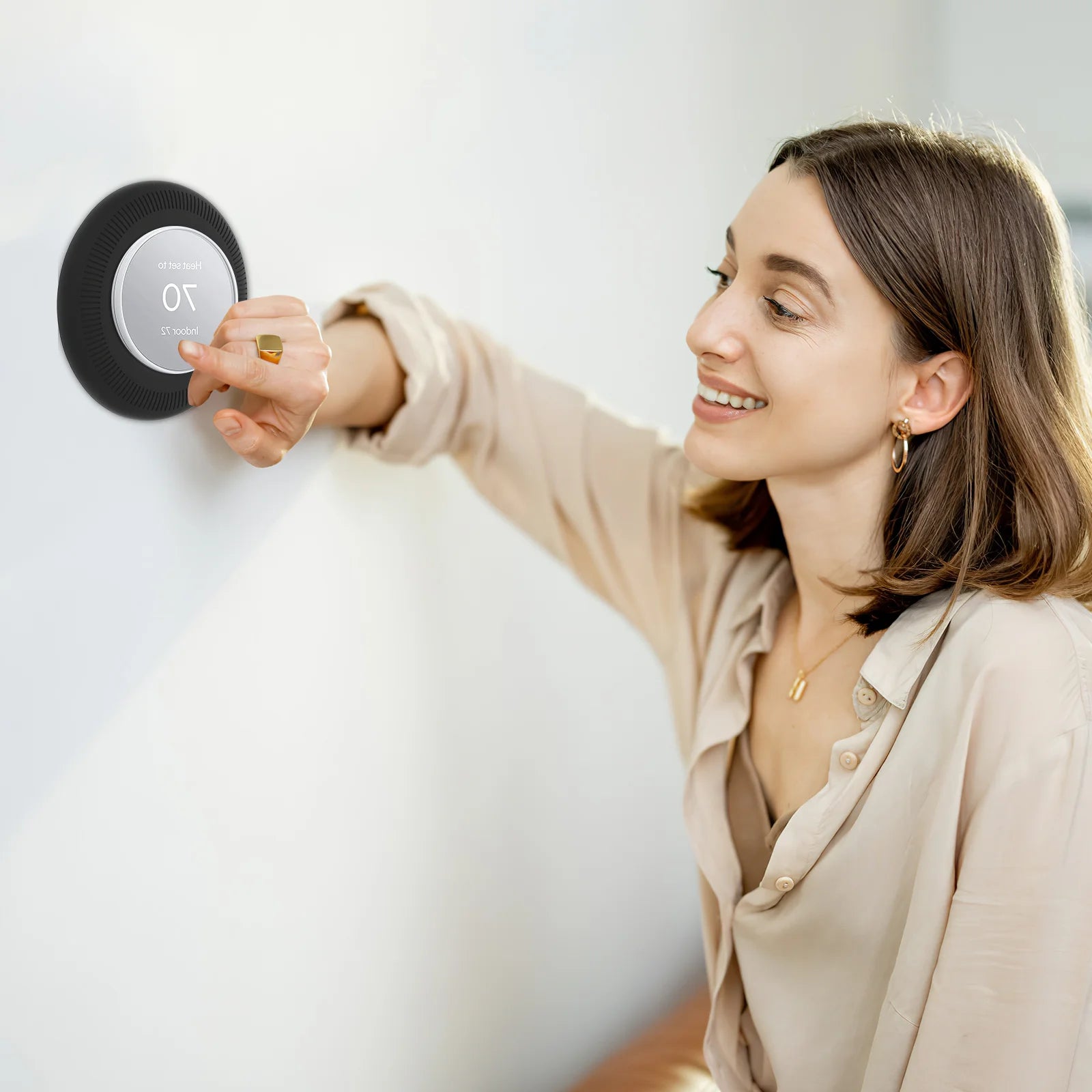 Round Thermostat Cover Plate Mount Trim Part For Home Intelligent Nest Kit Wall Temperature Control System Family