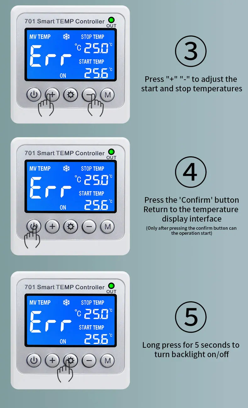 701 Smart Temperature Controller Constant Thermostat Control Timing Control Switch Cycle Control Multiple Sensor Head Optional
