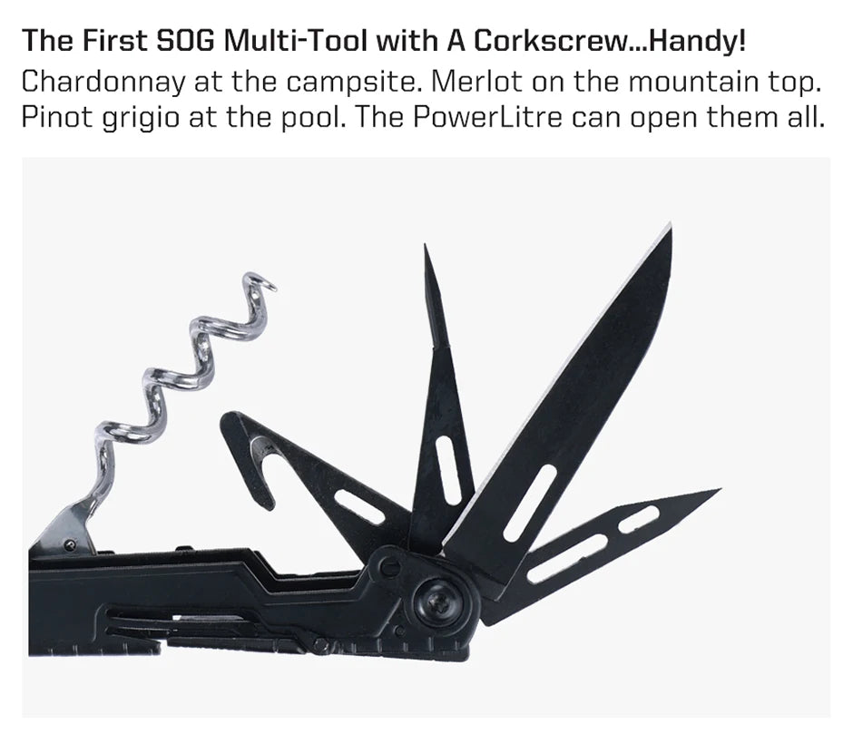 SOG PowerLitre 19 in 1 Multi-Tool Folding Pliers,Toughbuilt EDC Gadgets Multifunctional Hand Tools for Outdoor Survival Camping