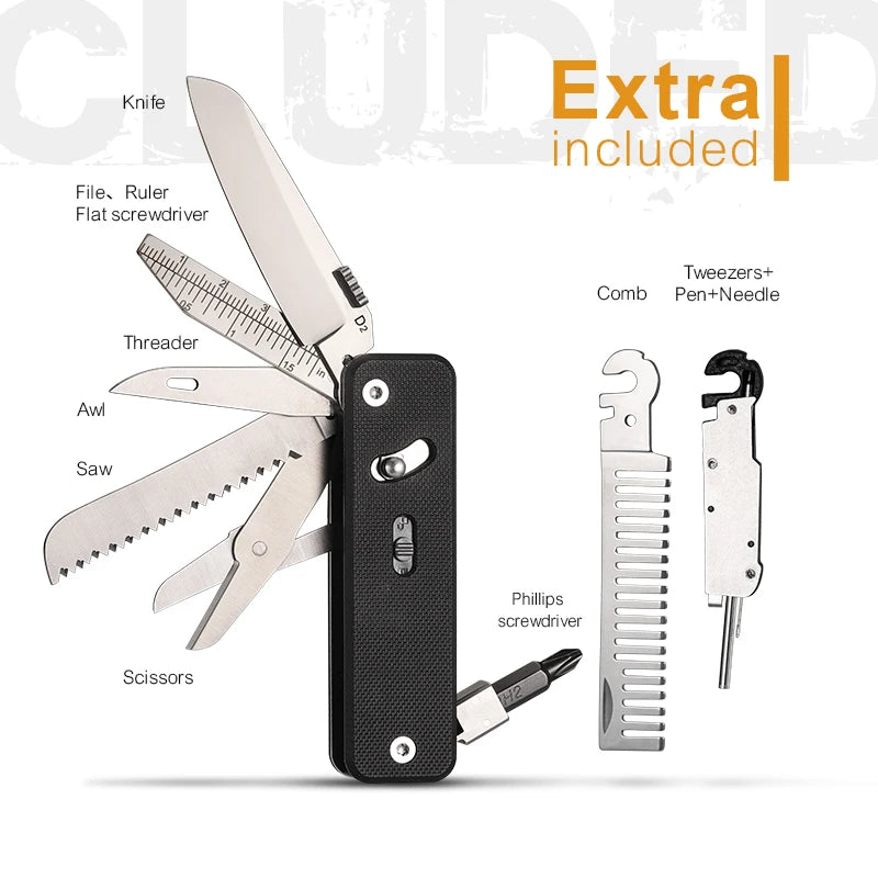 ROXON S503G Flex Companion Tool Modular Design and Customizable Pocket Tool, Preinstalled with 8 Essential Tools (1/4" Bit Drive