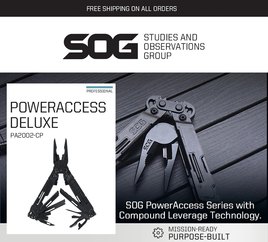 SOG 21 in 1 PowerAccess Multifunctional Folding Tactical Pliers EDC Pocket Multitoos Outdoor Survival Camping Supplies-PA2002-CP