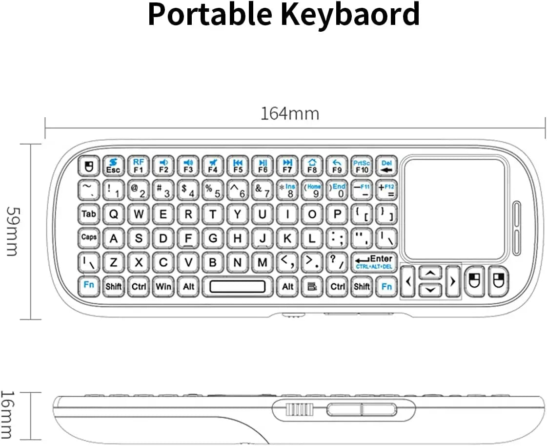 QWERTY Wireless Mini  Keyboard 2.4GHz with Touchpad Mouse Combo for Android /PC/Tablet/PS4/Raspberry Pi 3/HTPC