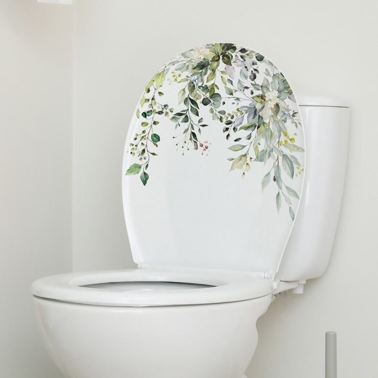 Green Plant Leaves  Bathroom Toilet Set