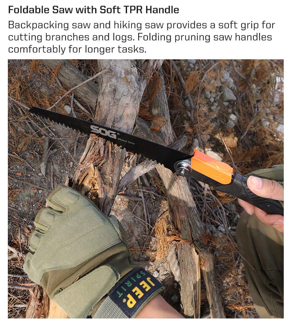 SOG Multifunctional Folding Saw – Portable EDC Tool for Household, Hunting, Outdoor Camping Equipment, Survival & Woodworking