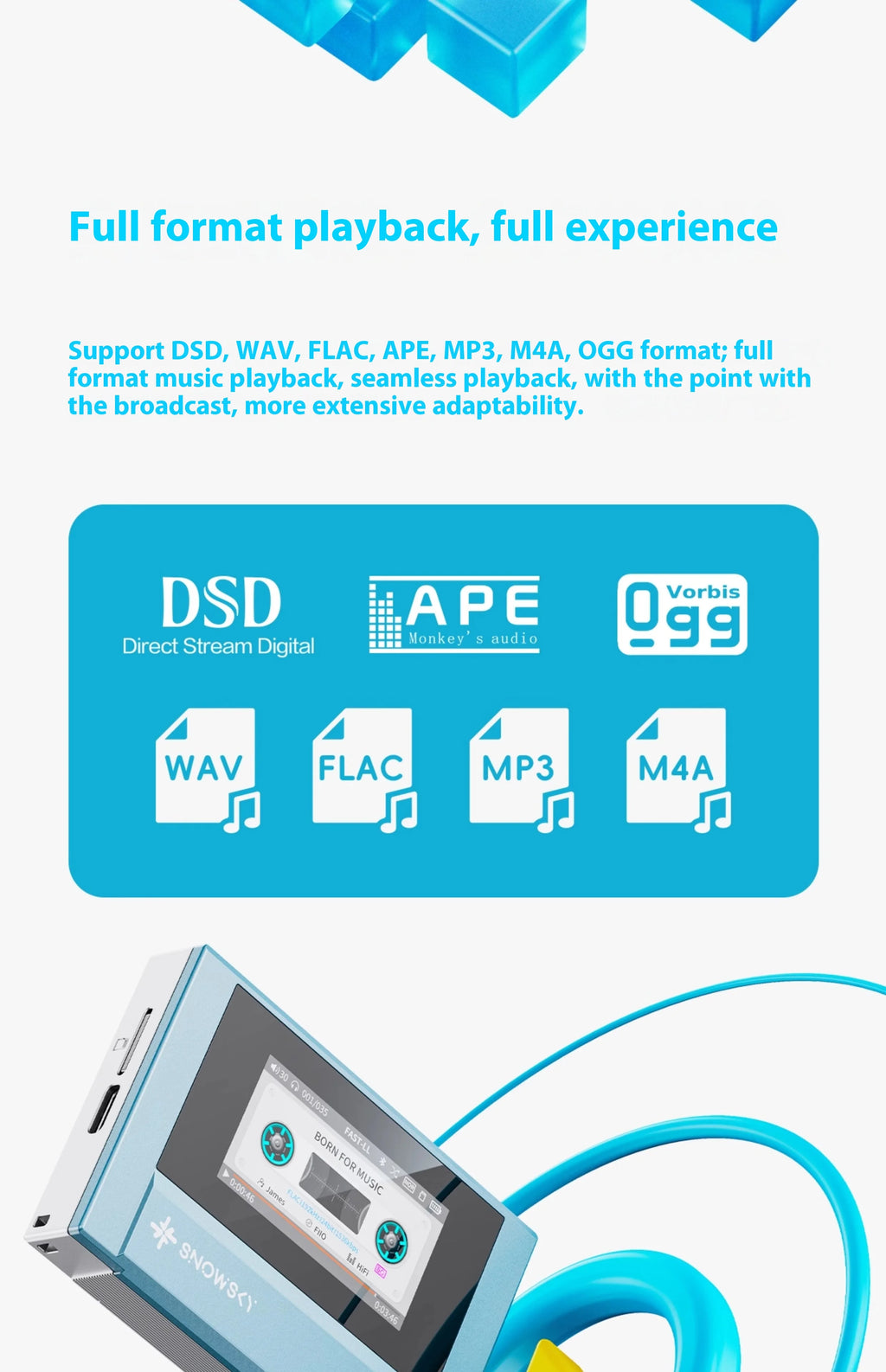 FIIO SnowSky ECHO MINI Wireless Bluetooth MP3 Player Portable Audio LCD Custom Mini Music Player for Music Lovers Gift Idea