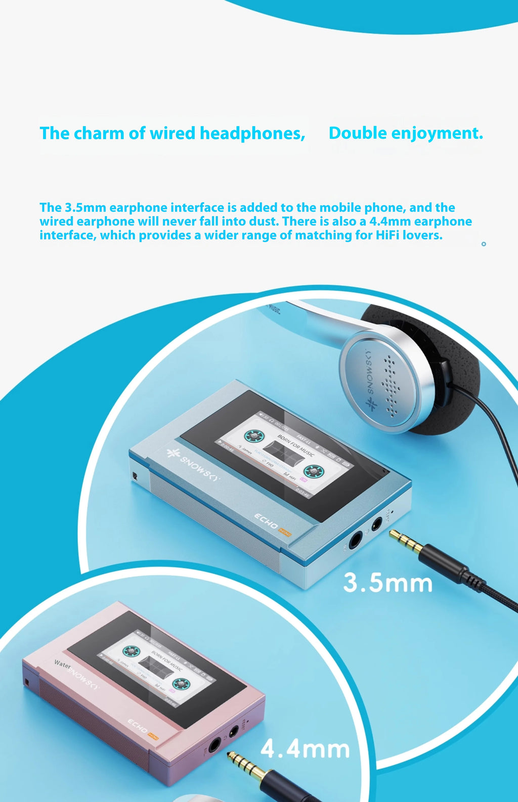 FIIO SnowSky ECHO MINI Wireless Bluetooth MP3 Player Portable Audio LCD Custom Mini Music Player for Music Lovers Gift Idea