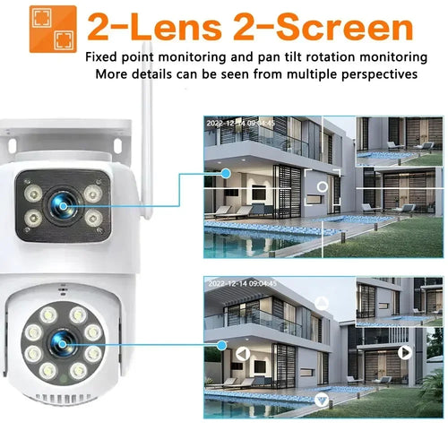 ANSVICAM Tuya Outdoor Wireless Security IP Camera 4K 8MP HD Dual Lens Wifi PTZ Camera Auto Tracking Street Surveillance Camera