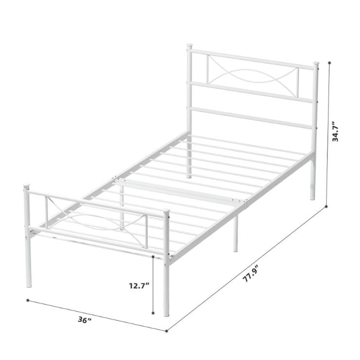 White Finish Twin Metal Bed