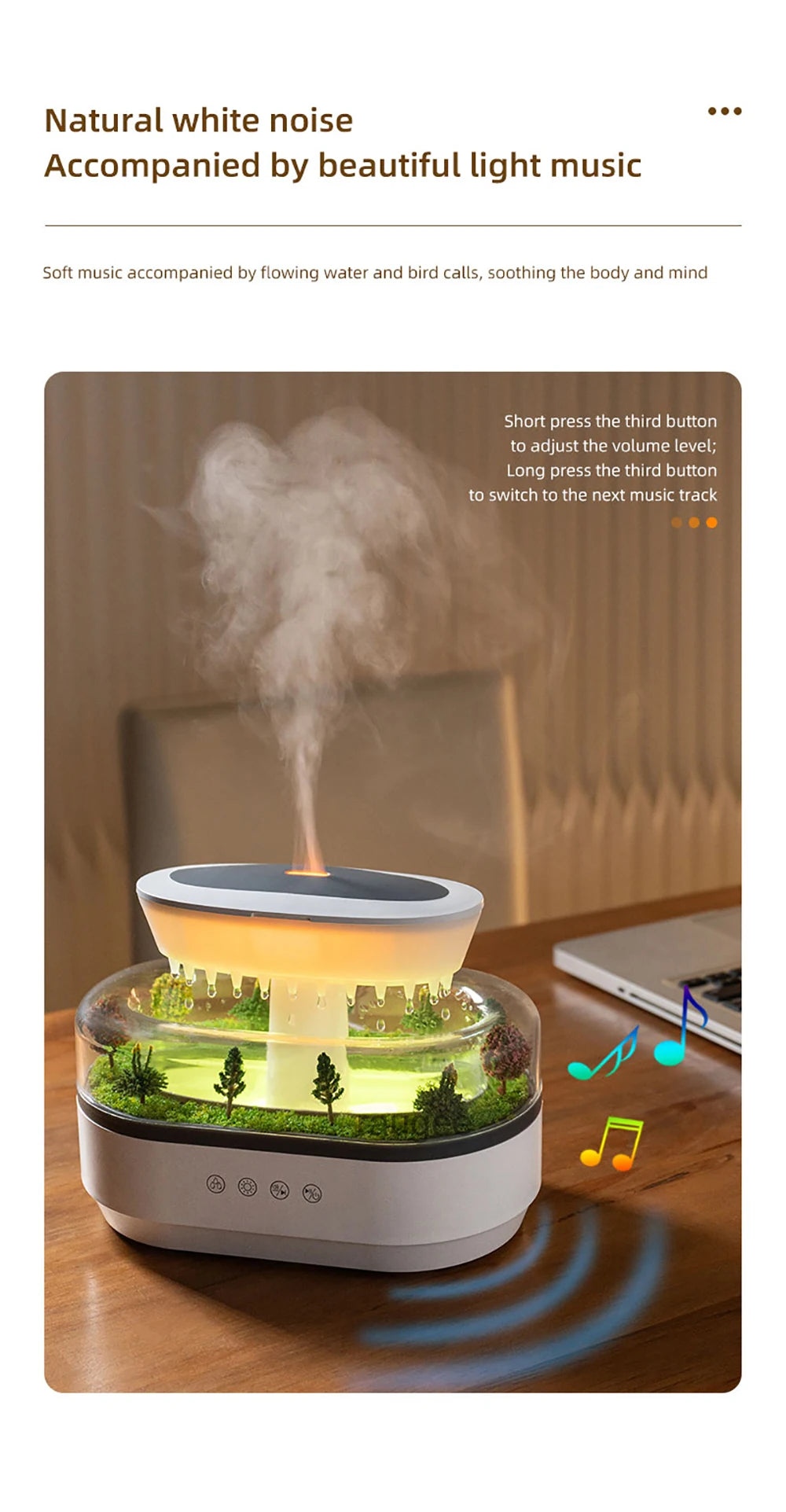 Aromatherapy humidifier raindrop air humidifier color light white noise essential oil diffuser household ultrasonic aromatherapy