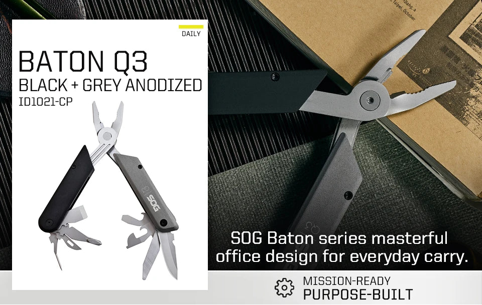 SOG 13 in 1 BATON Q3 Multi-Tool Folding Pliers Mini Hand Tools Tactical Pen Pocket EDC Multifunctional Portable Outdoor Gadget