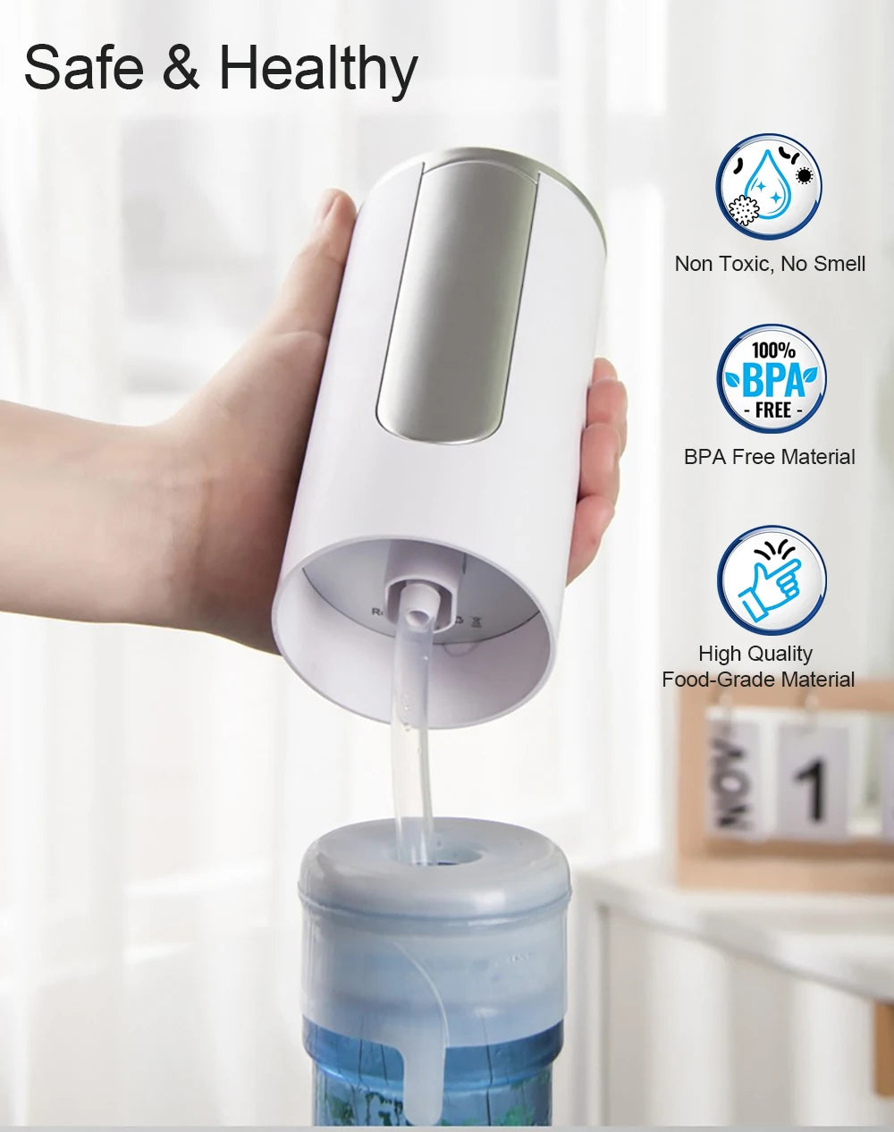 Electric Water Gallon Pump Automatic Smart Water Pump 19 Liters Bottle Foldable Desktop Rechargeable Drinking Water Dispenser