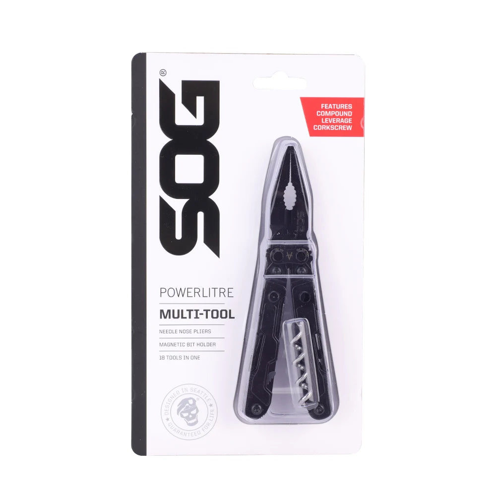 SOG PowerLitre 19 in 1 Multi-Tool Folding Pliers,Toughbuilt EDC Gadgets Multifunctional Hand Tools for Outdoor Survival Camping