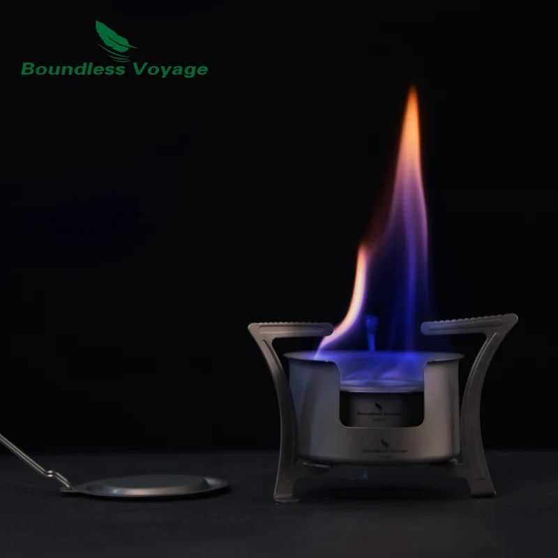 Boundless Voyage Ultralight Titanium Wood Burning Stove Camping Alcohol Stove Outdoor Multi-Fuels Mini Stove Small Stove