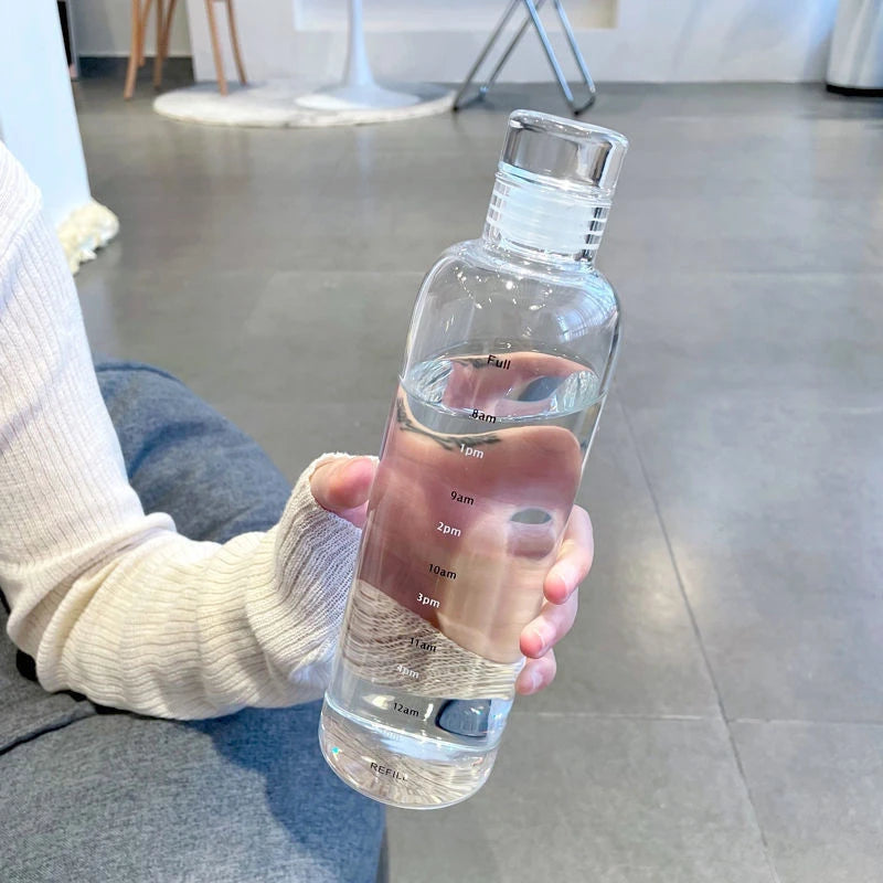 500ml Elegant Leakproof Water Bottle with Time Scale Stay Hydrated Daily Lightweight & Portable for Fitness & Outdoor Adventures