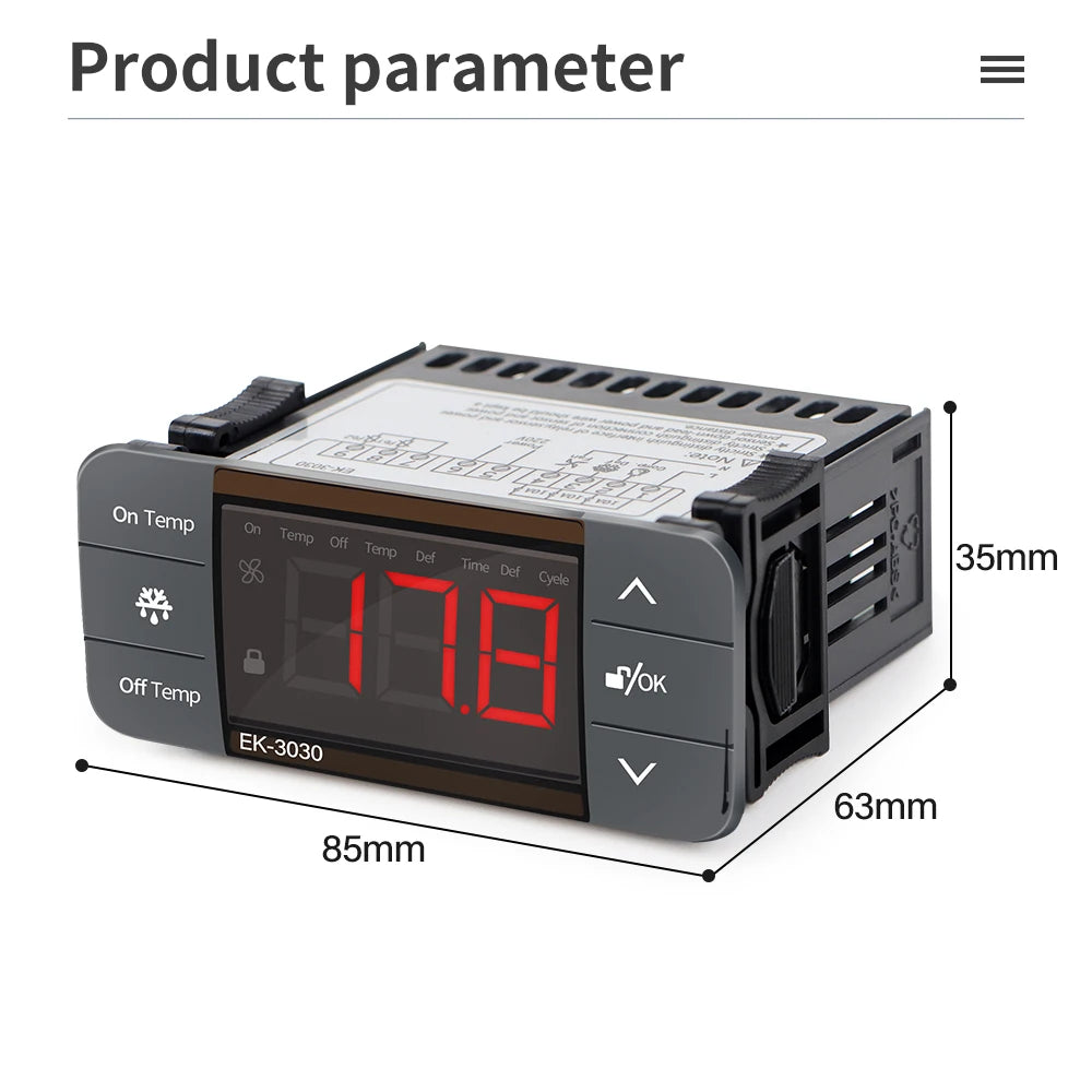 Digital Thermostat for Incubator Temperature Controller Heating Cooling Refrigeration Defrosting Fan Thermostat Relay Sensor
