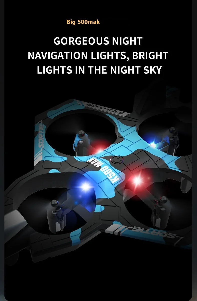 K500max Fighter Jet Quadcopter Drone Rolling Stunt Lights Rc Airplane no camera that can fly