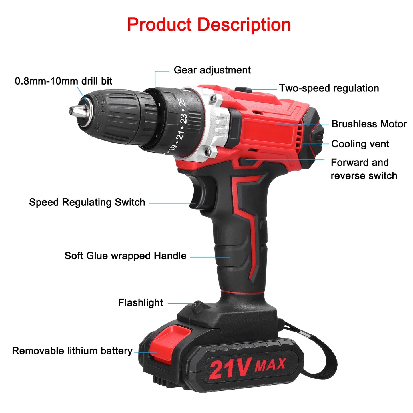 21V Electric Drill Brushless Motor