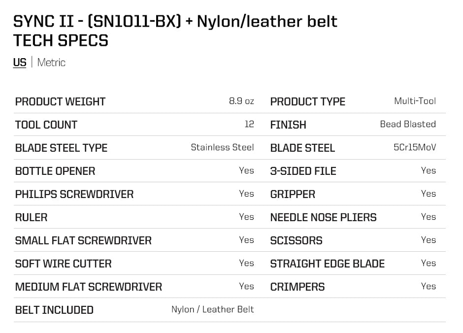 SOG Sync Mini Wearable Multitool Belt Buckle EDC Traveler Multi Tools Folding Pliers, Knife and 12 Survival Tools Kit For Men