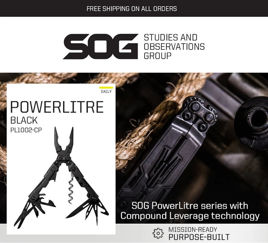 SOG PowerLitre 19 in 1 Multi-Tool Folding Pliers,Toughbuilt EDC Gadgets Multifunctional Hand Tools for Outdoor Survival Camping