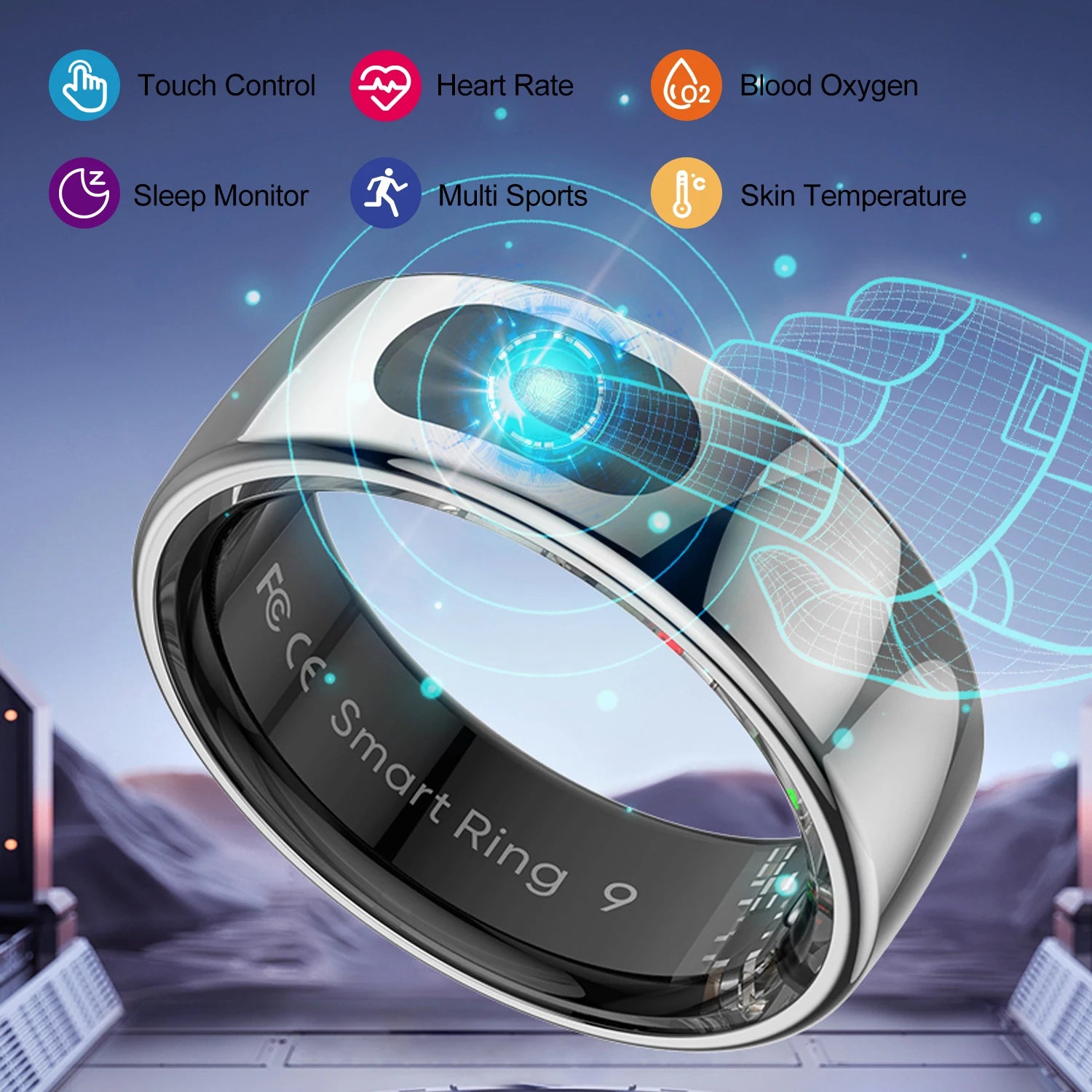 R08 Smart Ring For Men Women Touch Control Function Health Monitor IP6 ...