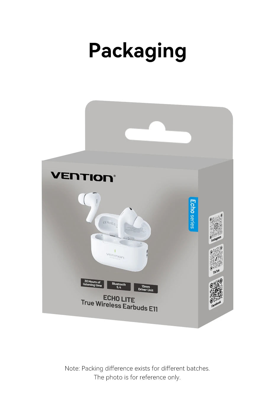 Vention ECHO LITE E11 Bluetooth Earphones Bluetooth 5.4 HiFi TWS True Wireless In Ear Headphones Stereo Sports Earbuds With Mic