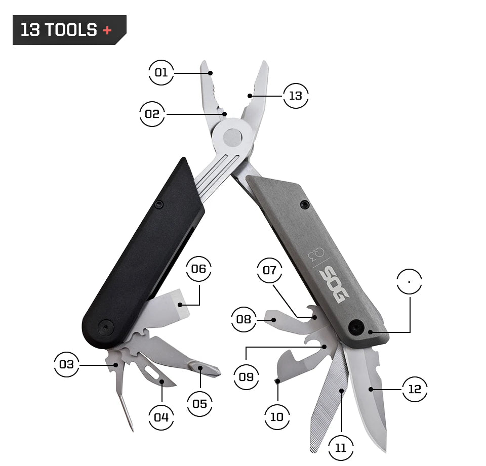 SOG 13 in 1 BATON Q3 Multi-Tool Folding Pliers Mini Hand Tools Tactical Pen Pocket EDC Multifunctional Portable Outdoor Gadget
