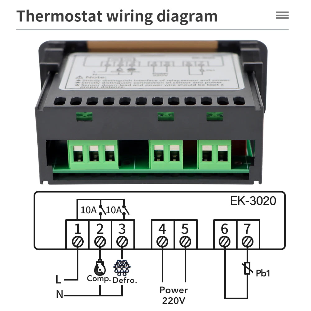 Digital Thermostat for Incubator Temperature Controller Heating Cooling Refrigeration Defrosting Fan Thermostat Relay Sensor