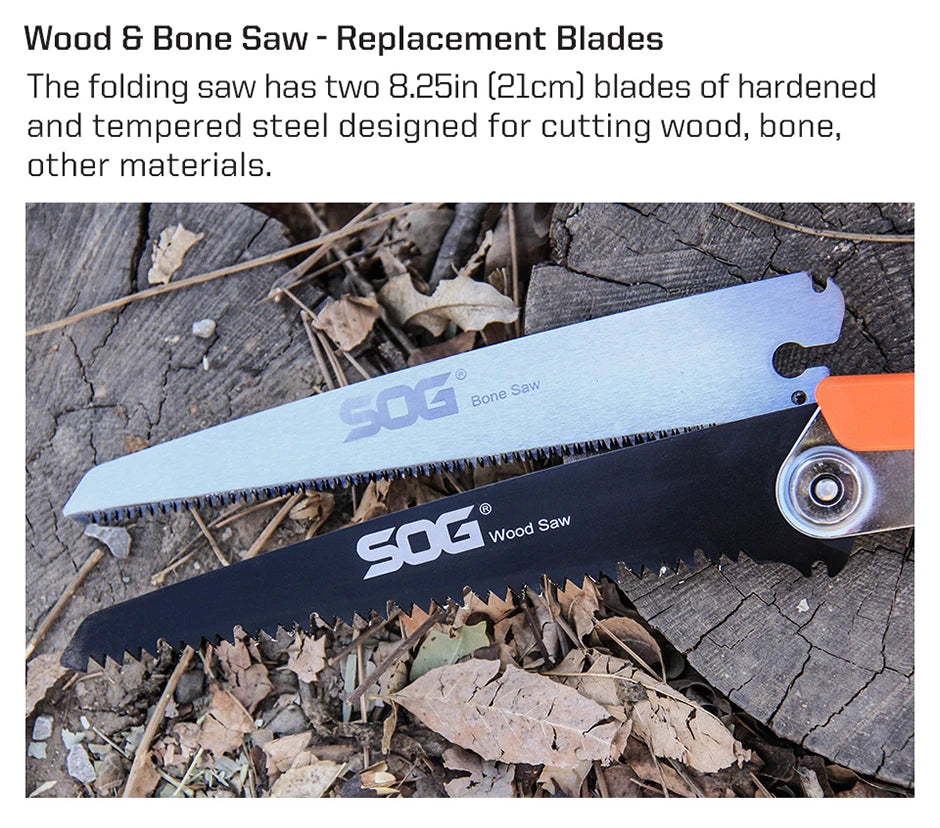 SOG Multifunctional Folding Saw – Portable EDC Tool for Household, Hunting, Outdoor Camping Equipment, Survival & Woodworking