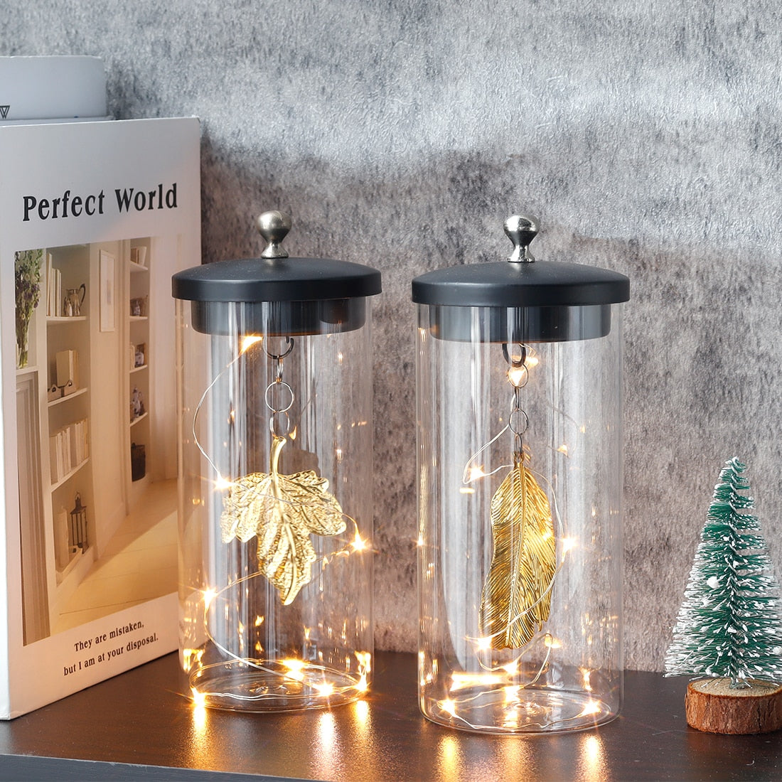 2Pcs Leaf Pendant Battery Powered Table Lamp