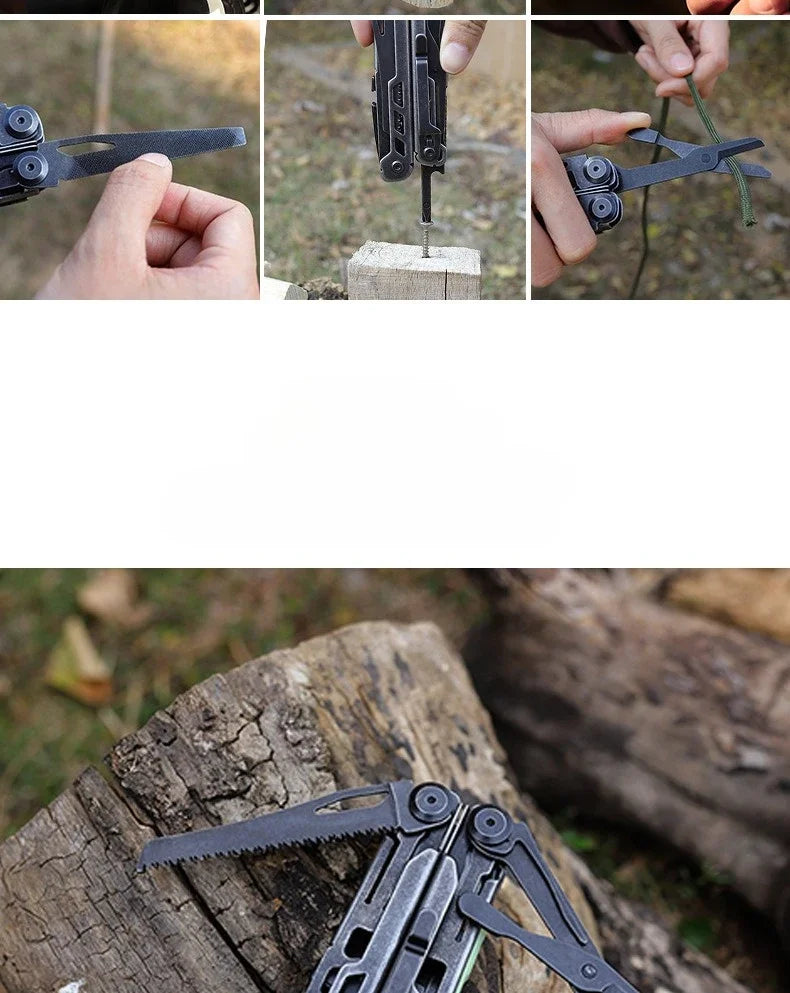 BHBT 15 in 1 Multi Tool Pliers Multi-functional Wrench with Damascus Knife Folding EDC Outdoor Survival Multi Tool Home Repair