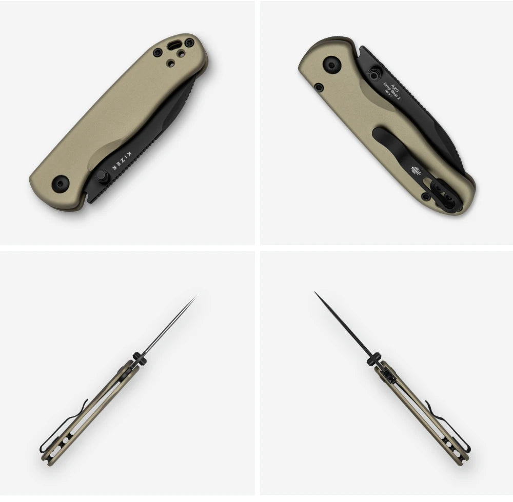 Kizer Pocket Folding Knife Drop Bear 2 V3619.2C Aluminum/Micarta/Richlite Handle With NitroV Blade Outdoor EDC Camping Knives