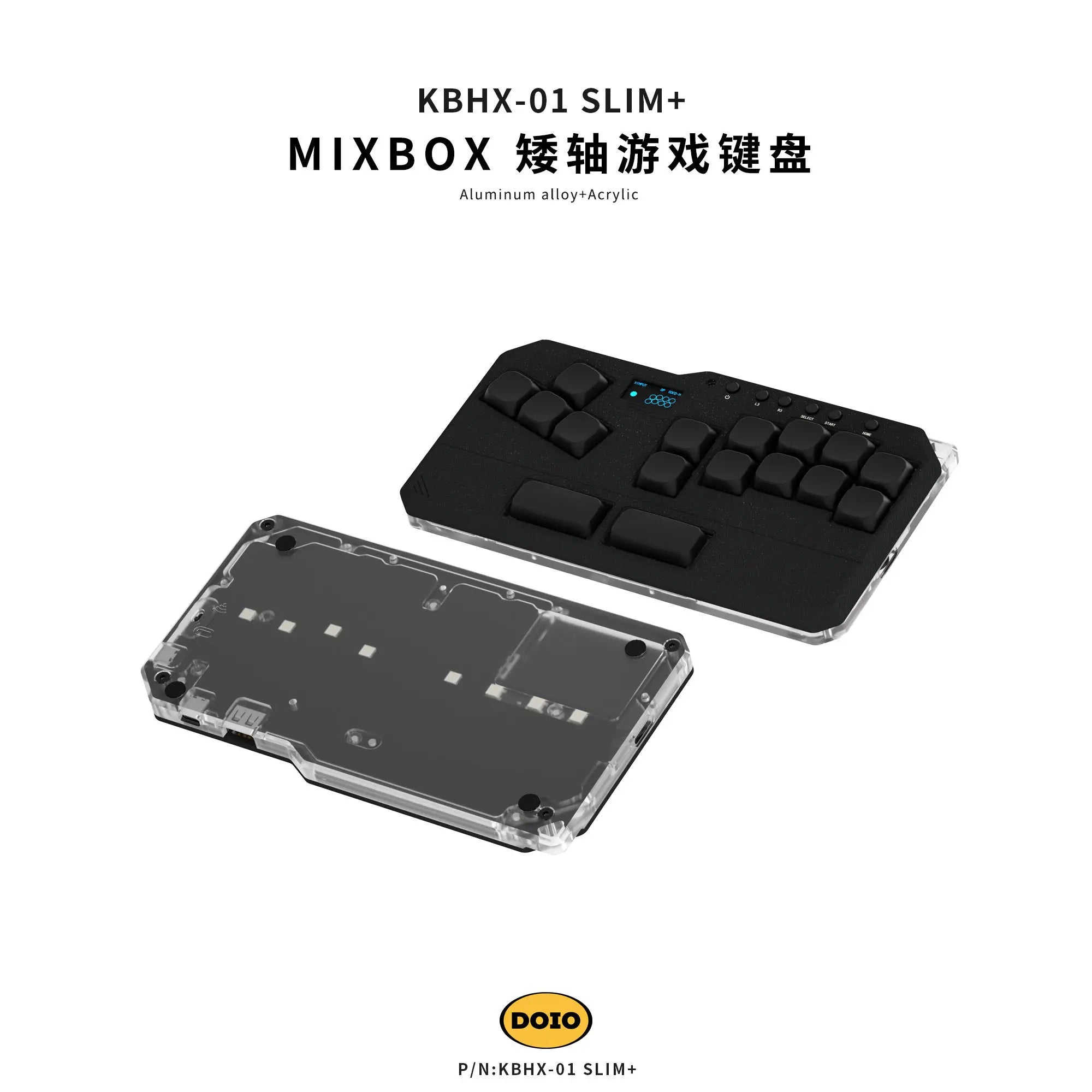 DOIO KBHX-01 SLIM Wired Mini Keyboard Upgradable Wireless Keyboard Aluminum Alloy Game Keyboards PS5 Switch Joystick Custom Gift
