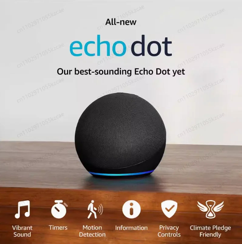 Smart Speaker with Clock Display | Echo Dot 5th & 4th Generation Alexa Voice Assistant Combo
