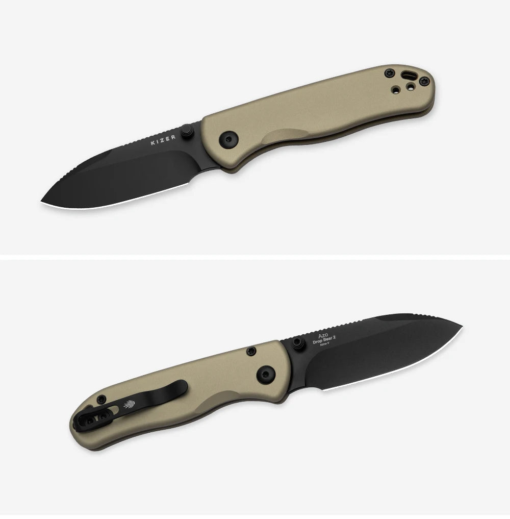 Kizer Pocket Folding Knife Drop Bear 2 V3619.2C Aluminum/Micarta/Richlite Handle With NitroV Blade Outdoor EDC Camping Knives
