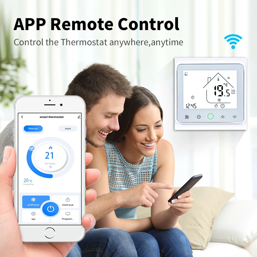 Smart WiFi Thermostat AC230V 3A 16A APP/Voice Control for Floor Heating with Digital LCD Display and Wall Mounted Installation