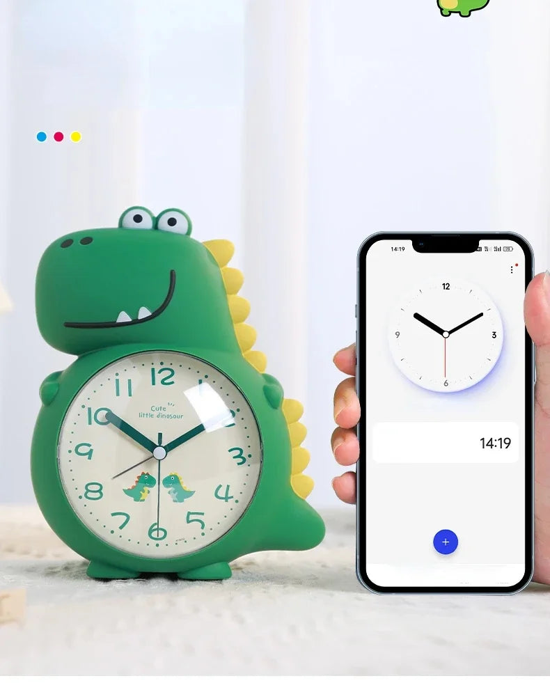 Cartoon Dinosaur Alarm Clock with Wake-up Light Specially Designed for Kids Boys Girls and Primary School Students