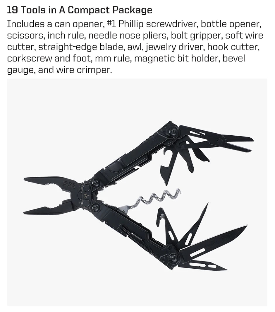 SOG PowerLitre 19 in 1 Multi-Tool Folding Pliers,Toughbuilt EDC Gadgets Multifunctional Hand Tools for Outdoor Survival Camping