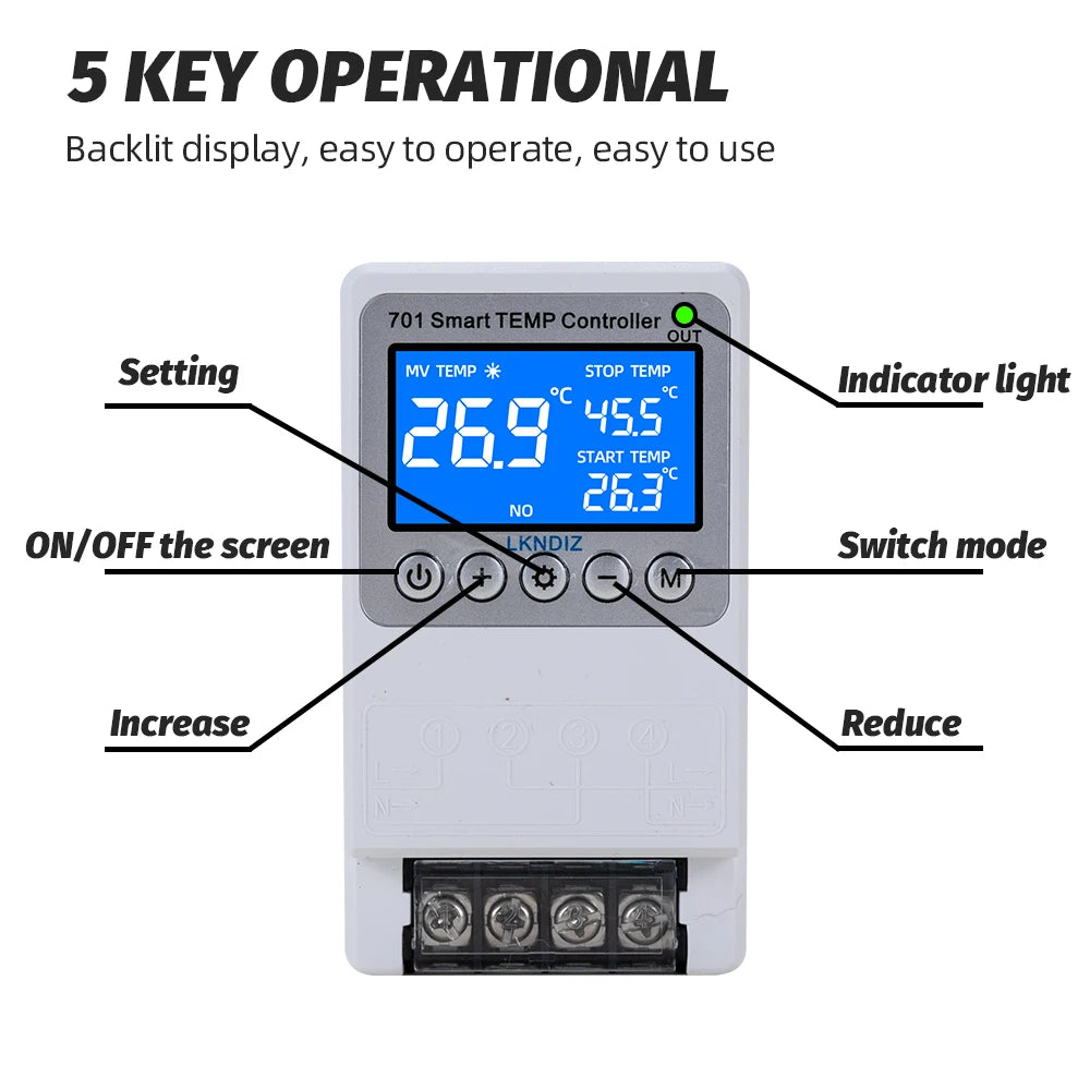 Smart Temperature Controller Constant Thermostat Control Timing Control Switch Cycle Control Multiple Sensor Head Option AC 220V
