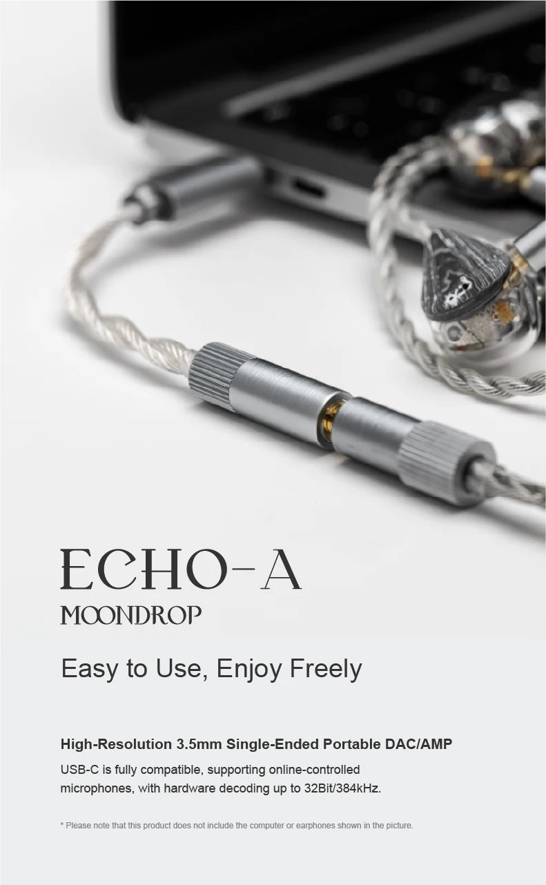 MOONDROP ECHO-A High-Resolution 3.5mm Single-Ended Portable DAC/AMP USB-C Decoder Amplifier