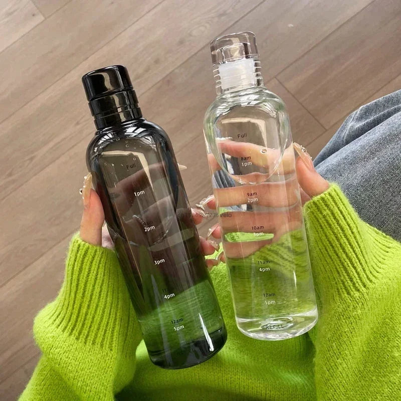 500ml Elegant Leakproof Water Bottle with Time Scale Stay Hydrated Daily Lightweight & Portable for Fitness & Outdoor Adventures
